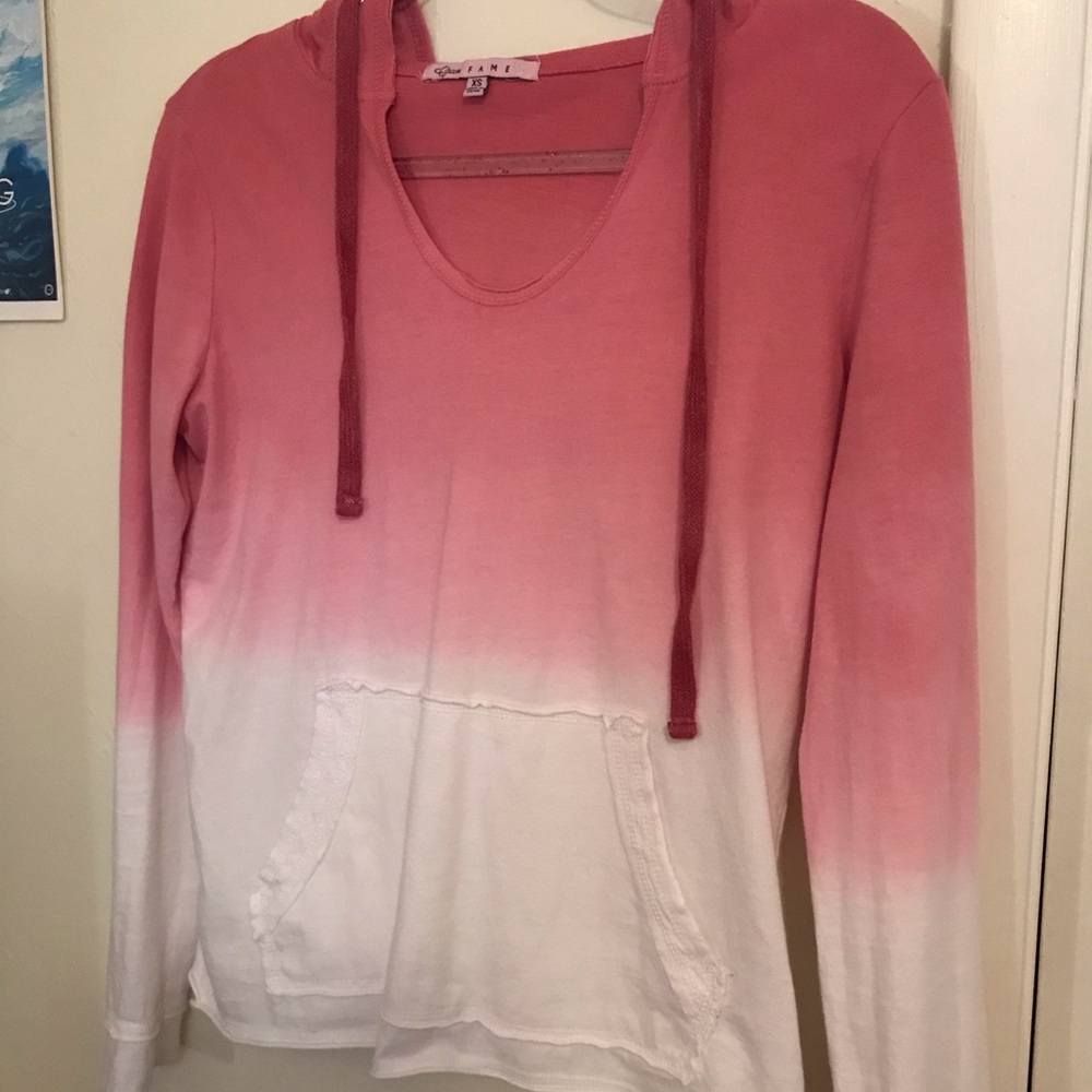Pink and White Faded Hoodie